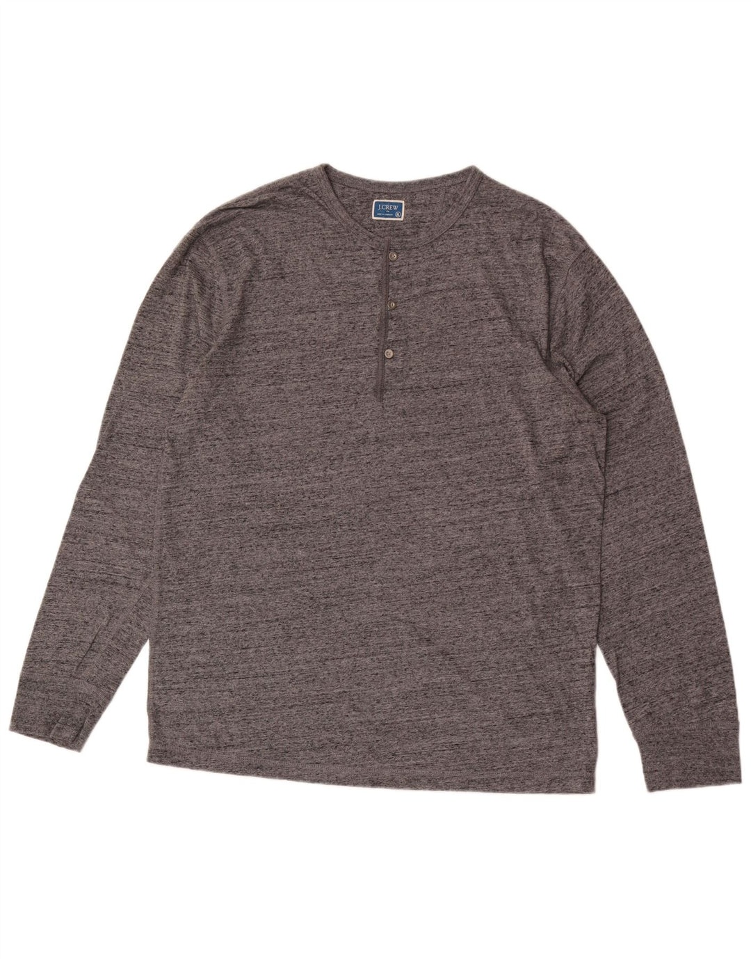 J. Crew Herre Top Langærmet XL Grå Flecked Bomuld