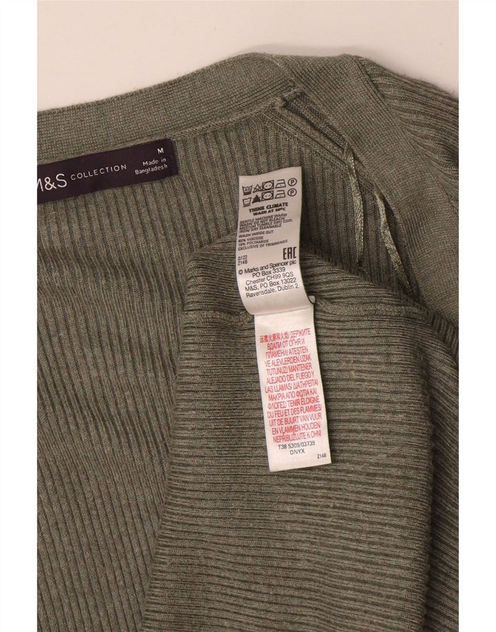 Marks & Spencer Womens Open Cardigan Sweater UK 14 Medium Green Viscose