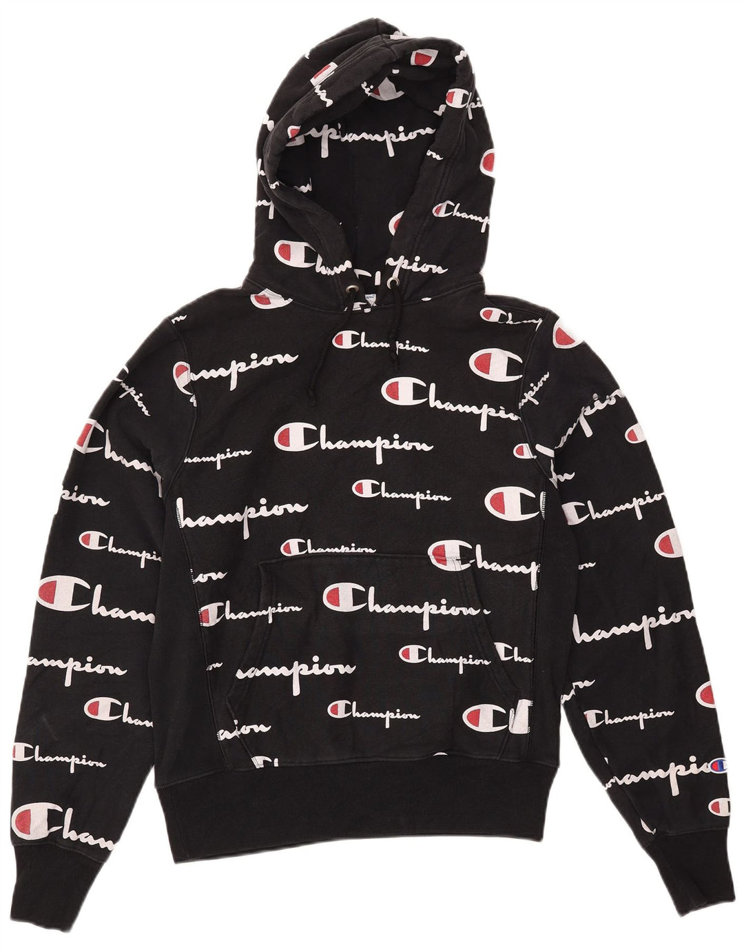 CHAMPION Herre Reverse Weave Grafisk Hoodie Jumper Lille sort bomuld