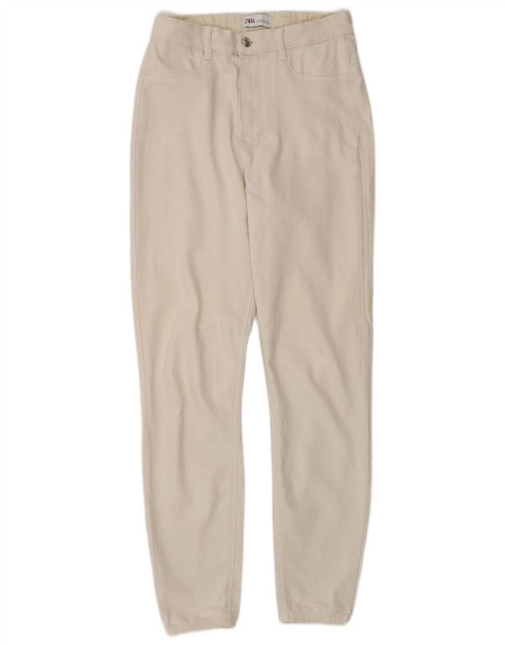 Zara Dame Slim Jeans EU 38 Small W28 L29 Off White Bomuld