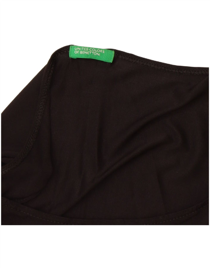 Benetton Dame ærmeløs bluse Top UK 14 Medium Sort Polyamid
