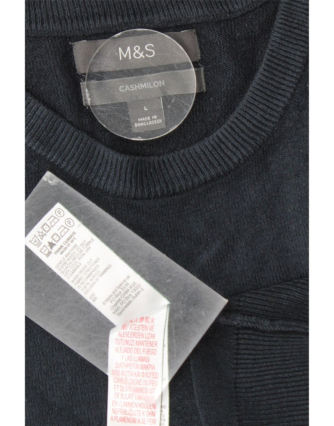 Marks & Spencer Herre sweater med rund hals, stor marineblå akryl