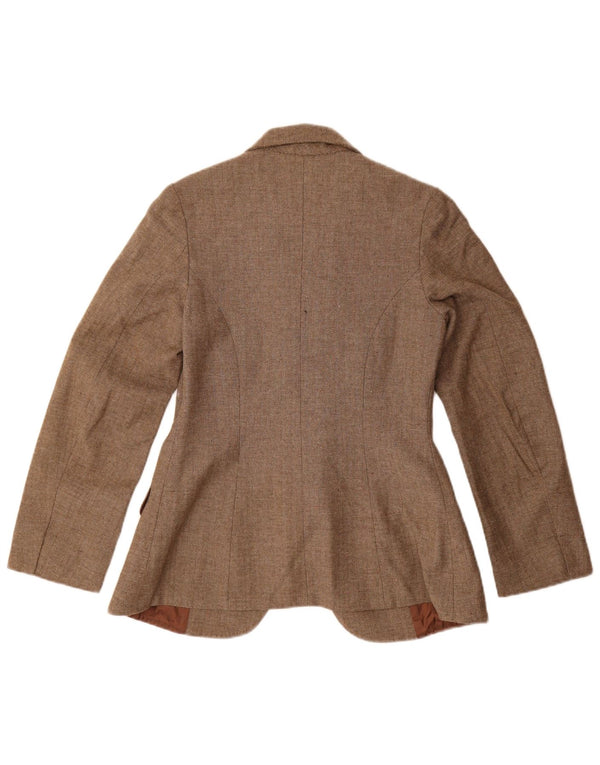 Vintage Dame Open Blazer Jacket UK 8 Small Brown