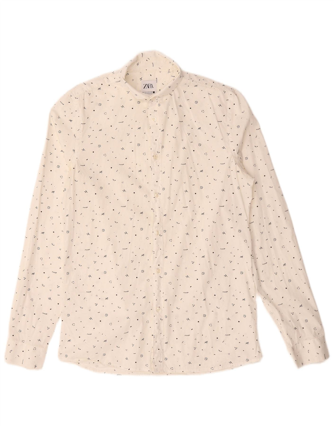 Zara Herre abstrakt mønster Super Slim Fit skjorte lille hvid