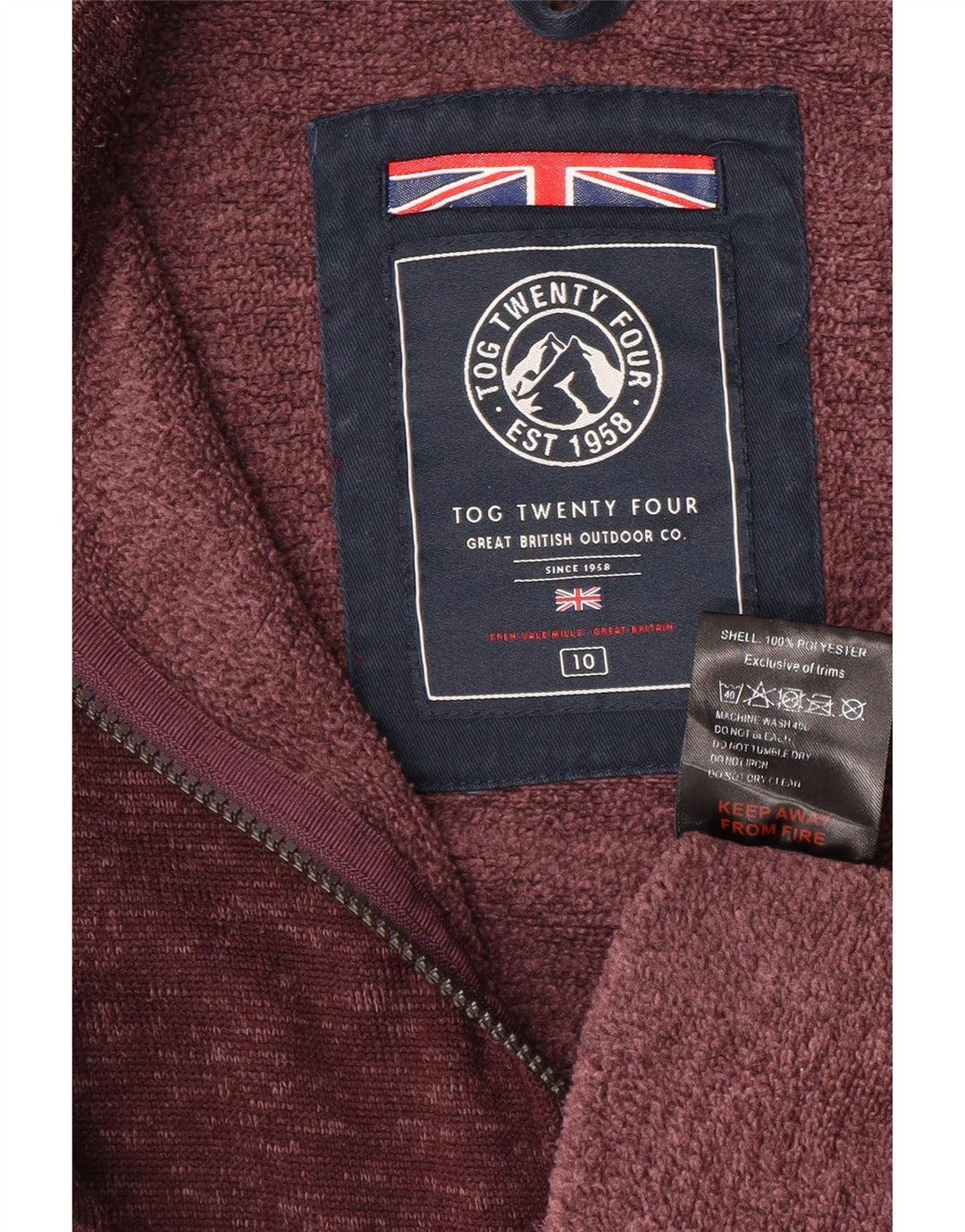 TOG 24 Womens Oversized Tracksuit Top Jacket UK 10 Small Burgundy Flecked