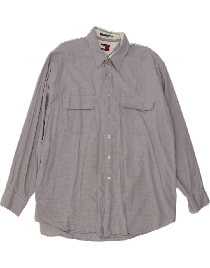 TOMMY HILFIGER Mens Shirt Size 17 XL Blue Check Vintage Tommy Hilfiger and Second-Hand Tommy Hilfiger from Messina Hembry 