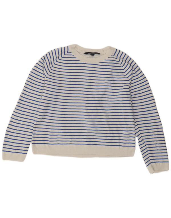 Besætningstøj Dame sweater med rund hals DK 10 Lille hvid stribet