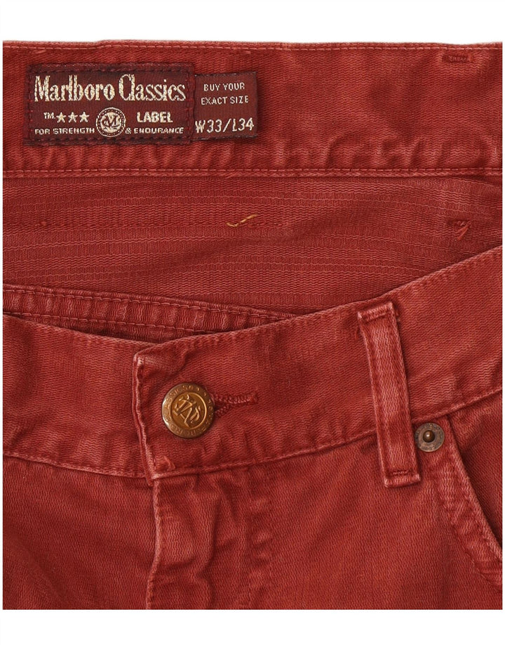 Marlboro Classics Straight Jeans til mænd W33 L34 Rød Bomuld