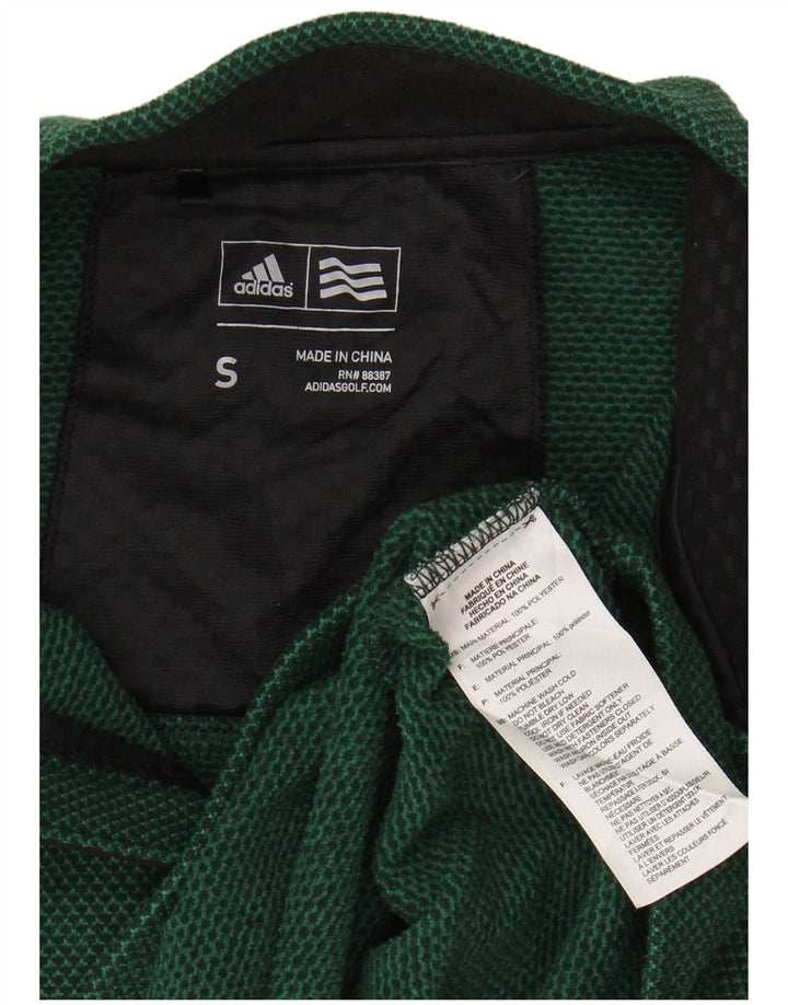 ADIDAS Mens Zip Neck Fleece Jumper Small Green Flecked Polyester