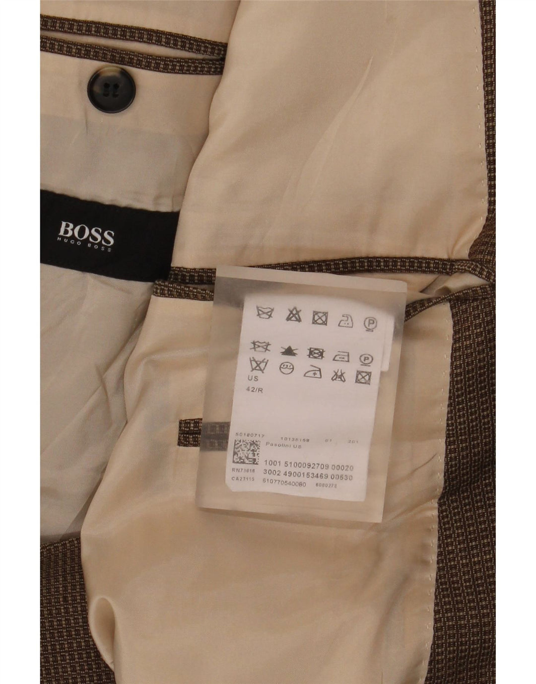 Hugo Boss Herre 2-knaps blazerjakke US 42 XL Brun ternet Virgin Wool