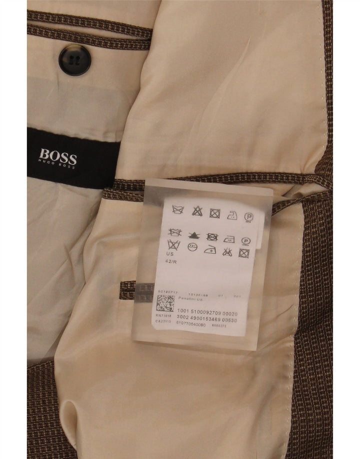 Hugo Boss Herre 2-knaps blazerjakke US 42 XL Brun ternet Virgin Wool