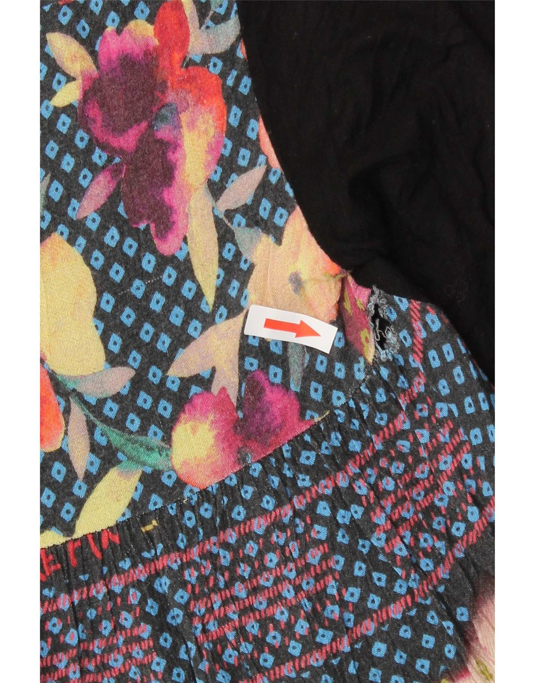 Desigual kvinders abstrakt mønster top 3/4 ærme UK 10 Lille sort viskose