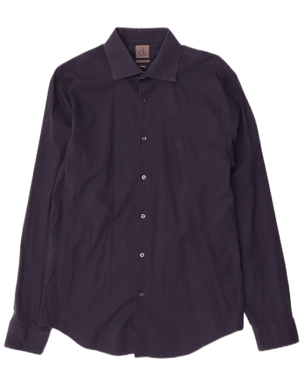 Calvin Klein Herre Slim Fit Skjorte Størrelse 40 15 3/4 Medium Navy Blue