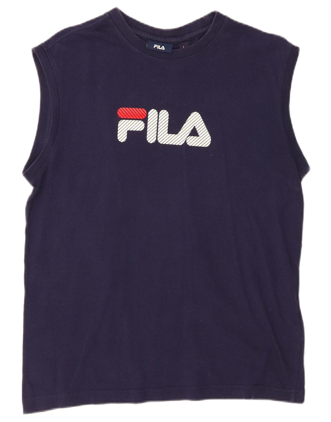 FILA Kvinder Grafisk Vest Top UK 16 Large Navy Blue Bomuld