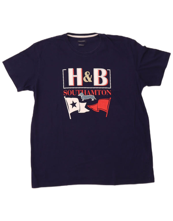 HARMONT & BLAINE Herre Narrow Fit grafisk T-shirt top 3XL marineblå bomuld
