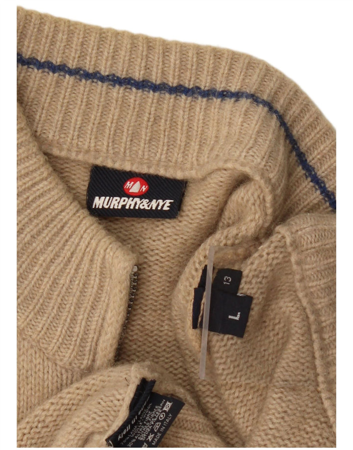 Murphy & Nye Herre Cardigan Sweater Stor Beige Uld