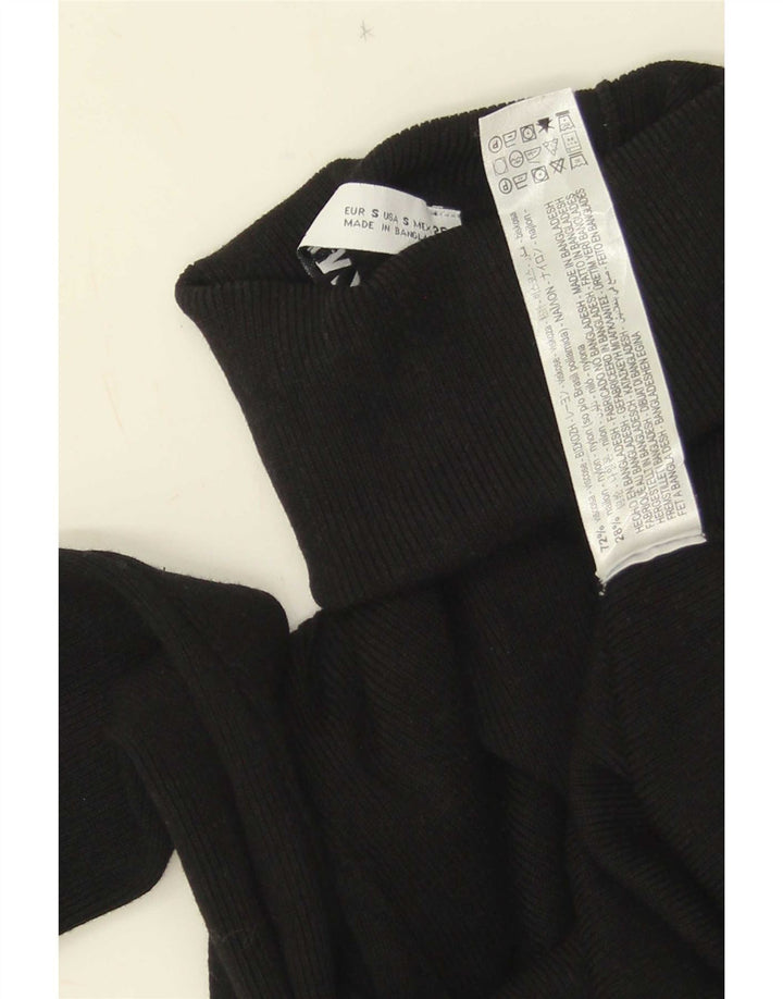 Zara Dame Roll Neck Jumper Sweater UK 10 Small Black Viscose