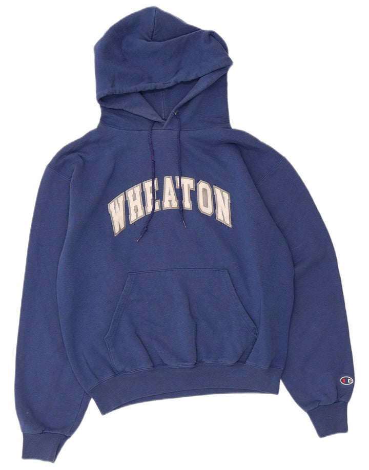 Champion Herre Wheaton Graphic Hoodie Jumper Small Blue