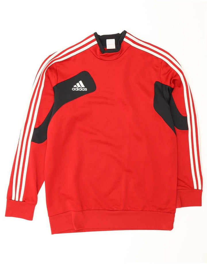 Adidas Herre Sweatshirt Jumper UK 42/44 Large Red Colourblock Polyester