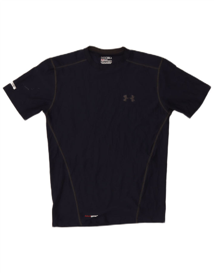 Under Armour Herre Heat Gear T-Shirt Top Small Navy Blue Polyester
