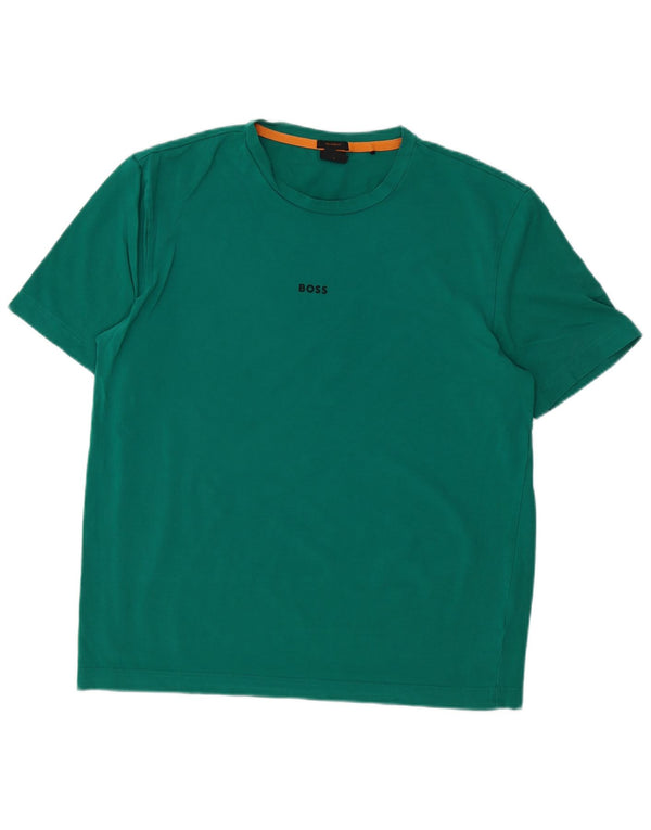 Hugo Boss Mens T-Shirt Top Large Green Cotton