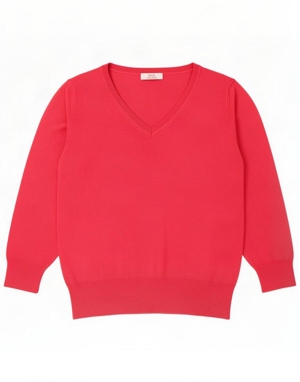 Marks & Spencer Dame V-hals sweater UK 24 4XL Pink Viscose