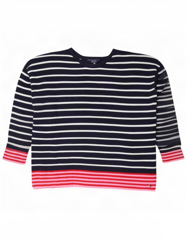Joules Womens Boat Neck Jumper Sweater UK 18 XL Navy Blue Striped Cotton