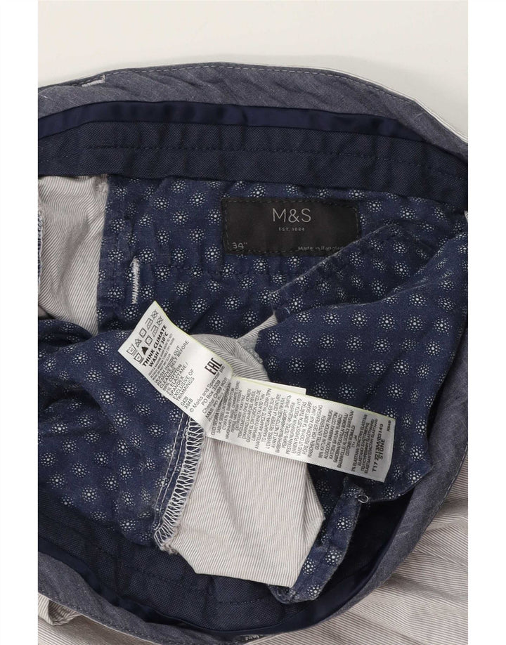 Marks & Spencer Chino Shorts til mænd W34 Large Grey Pinstripe Bomuld