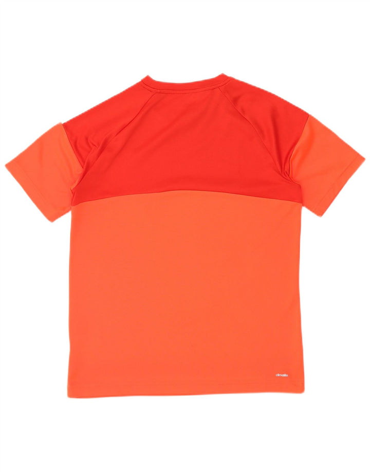 ADIDAS Boys Climalite T-Shirt Top 15-16 år Orange Colourblock Polyester