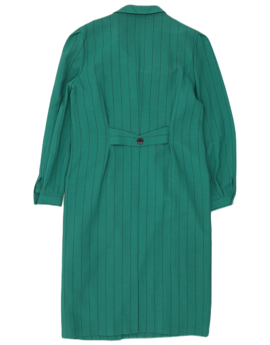 Fink Model Dame Double Breasted Shift Dress UK 14 Large Green Pinstripe