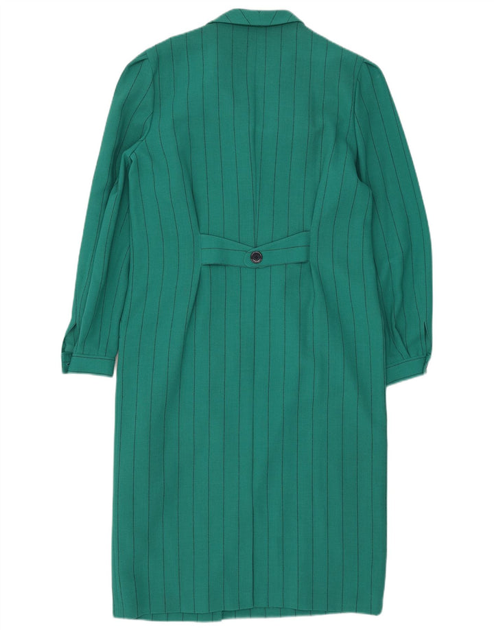 Fink Model Dame Double Breasted Shift Dress UK 14 Large Green Pinstripe