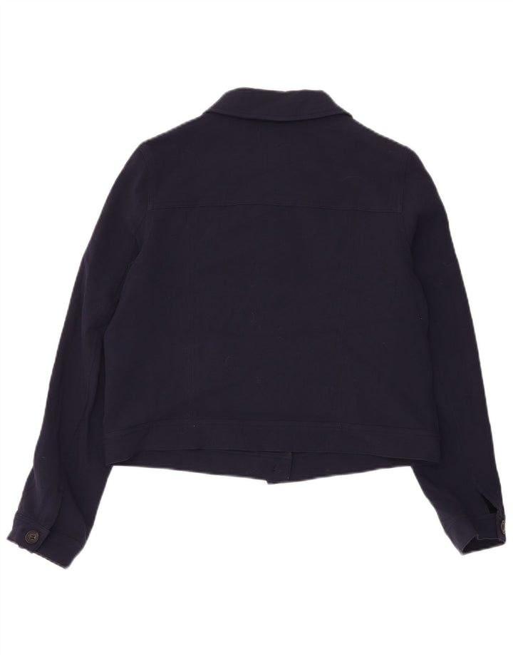 Joules Womens Crop Bomber Jacket UK 14 Large Navy Blue Polyester