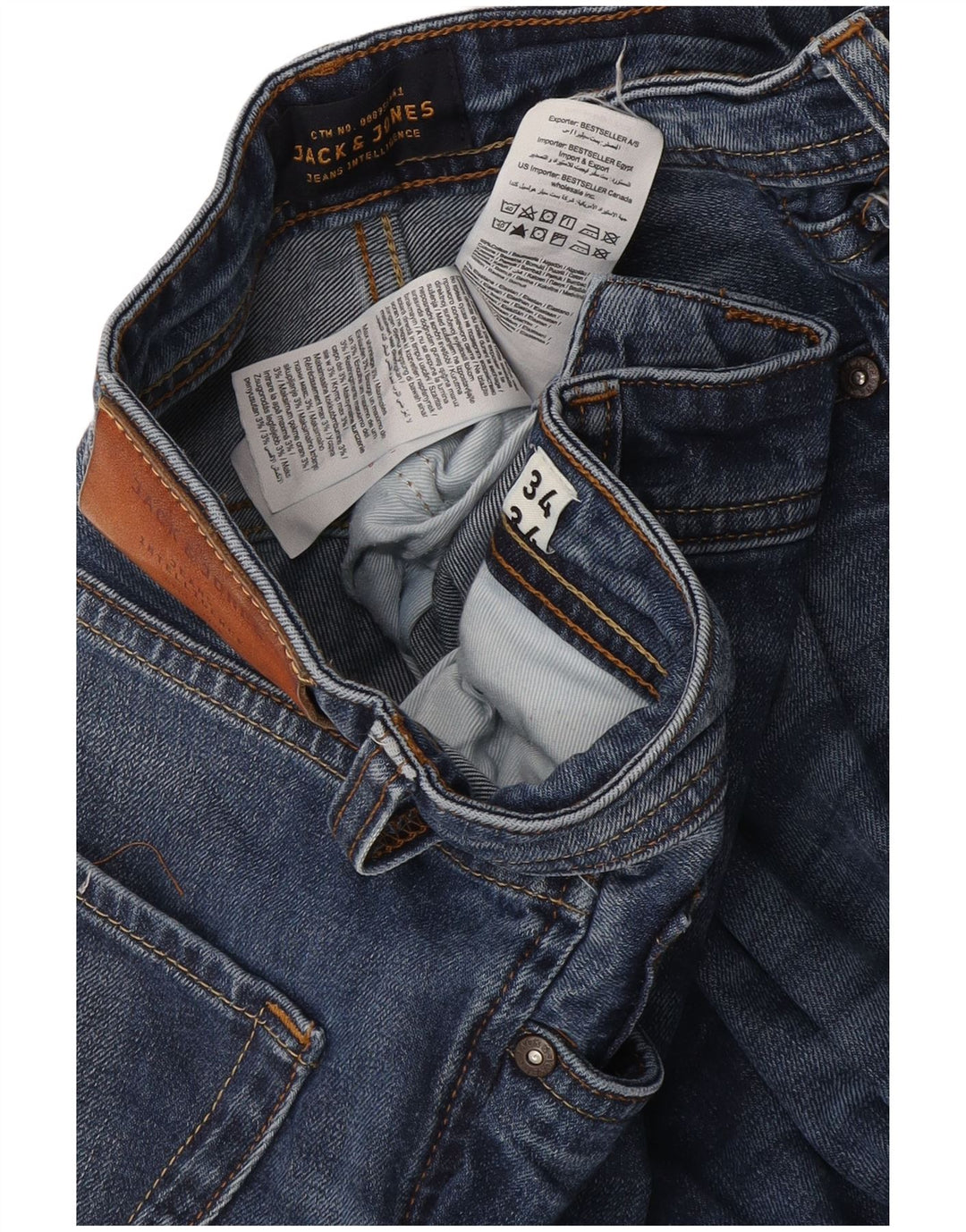 Jack & Jones Herre Mike Straight Jeans W34 L34 Blå Bomuld