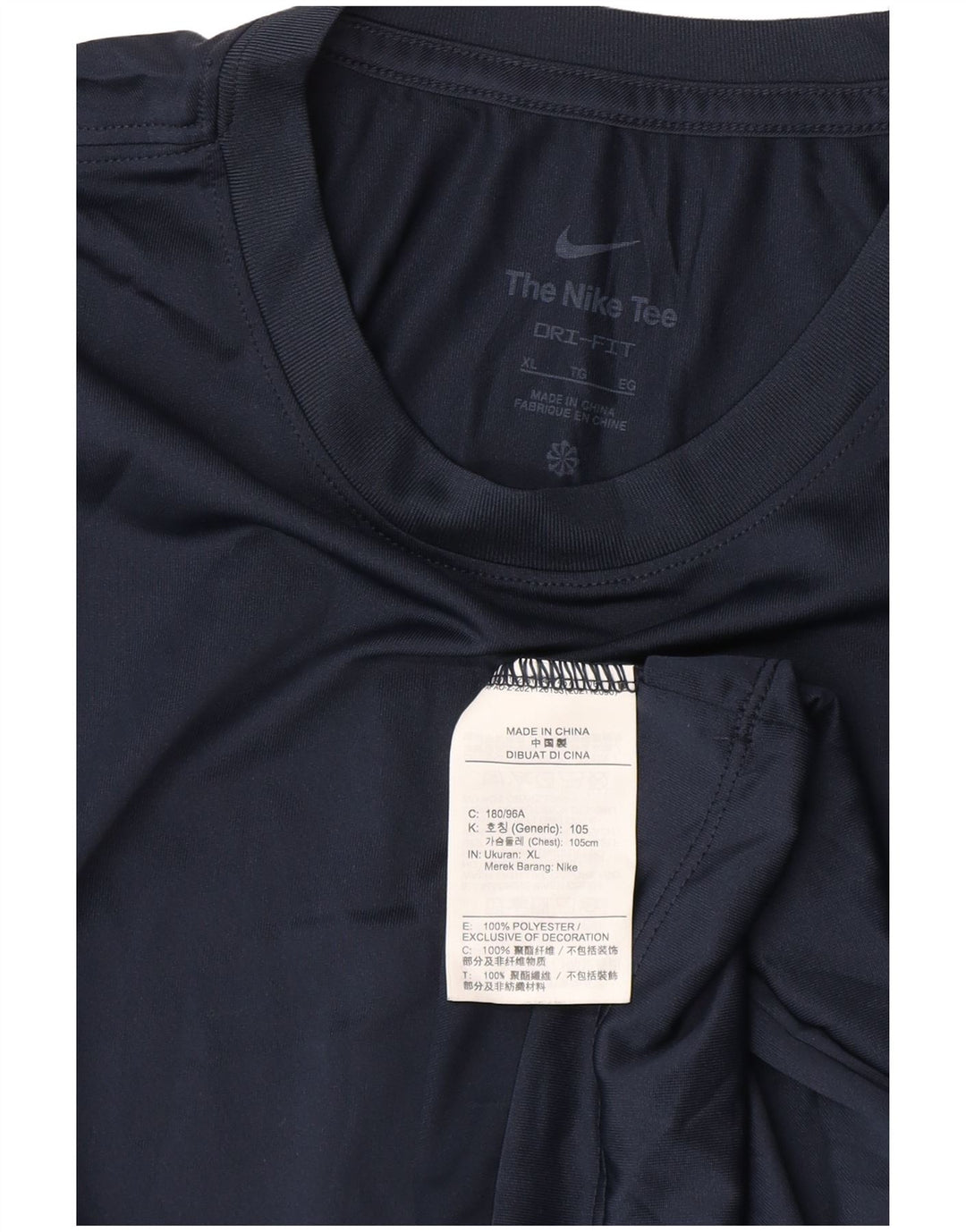 Nike herre Dri Fit T-shirt top XL marineblå polyester
