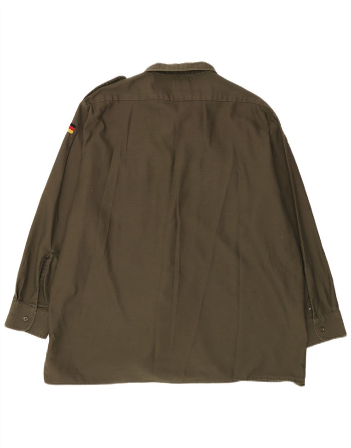 Vintage herre militærskjorte 2XL Khaki Bomuld