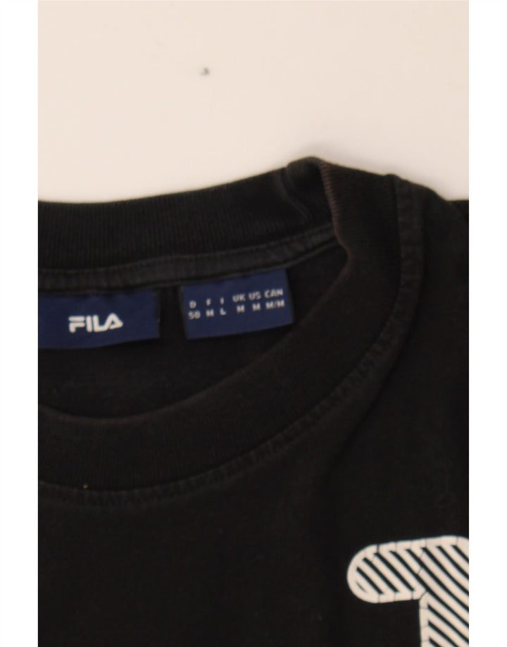 FILA Mens Graphic T-Shirt Top Medium Black Cotton Vintage Fila and Second-Hand Fila from Messina Hembry 