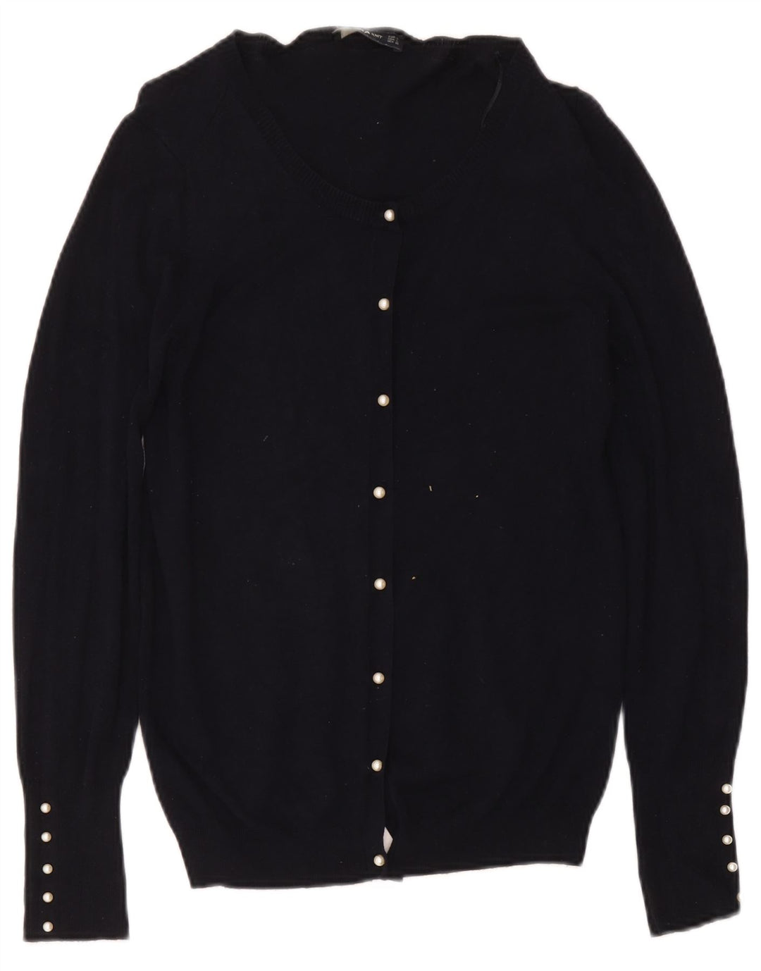 Zara Dame Cardigan Sweater UK 14 Large Navy Blue Viscose