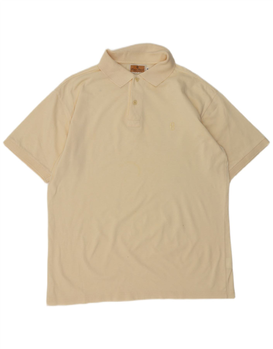 CONTE OF FLORENCE Mens Polo Shirt Medium Yellow Cotton