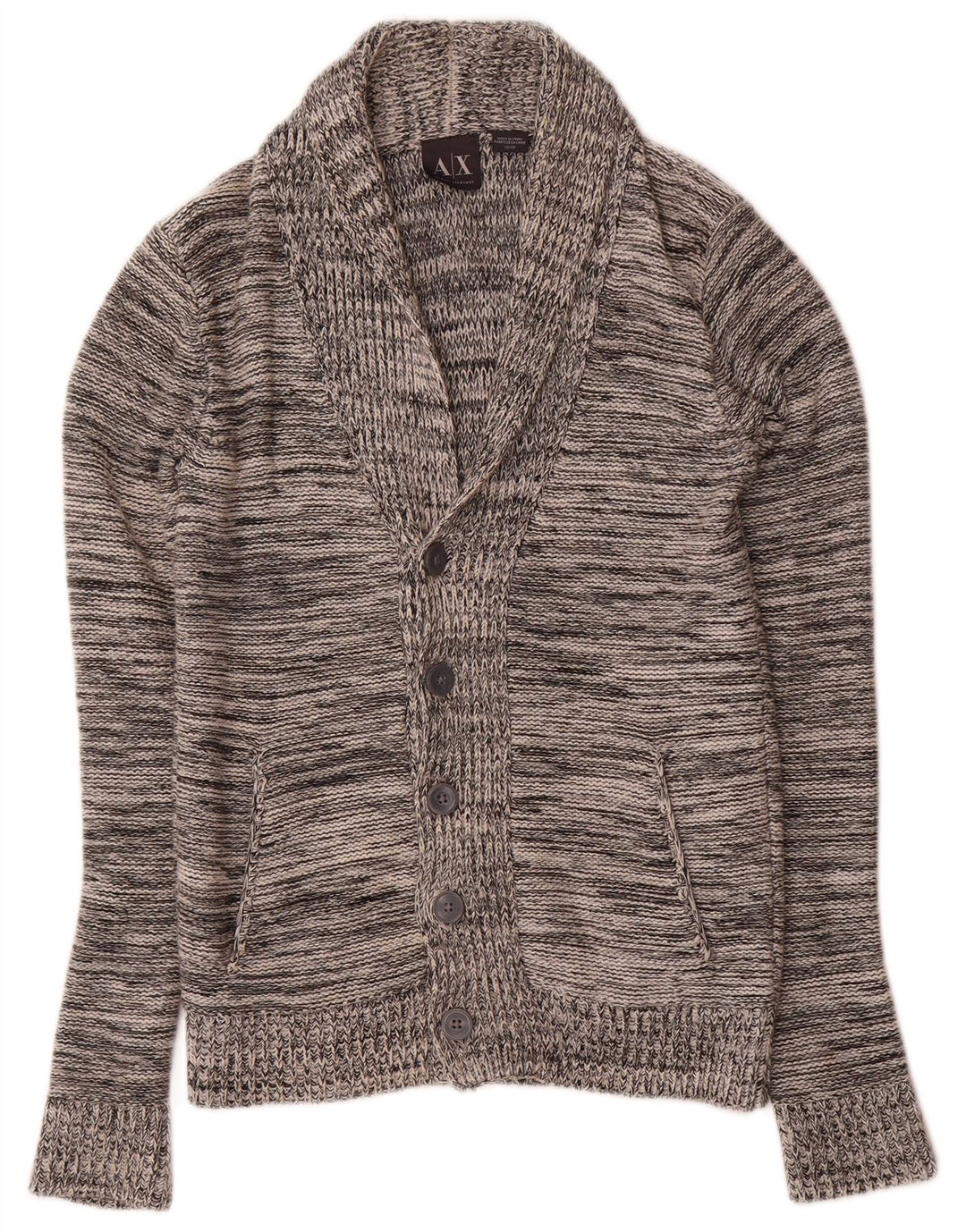 Armani Exchange Herre Cardigan Sweater XS Grå Flecked Bomuld