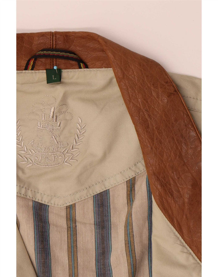 Vintage Herre Utility Jacket UK 40 Stor Beige Bomuld