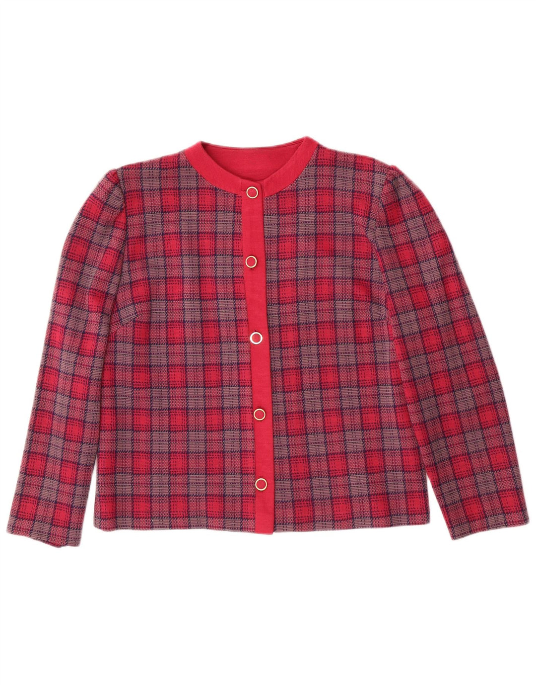 Vintage dame 5-knaps blazerjakke UK 14 Medium Pink Plaid Classic