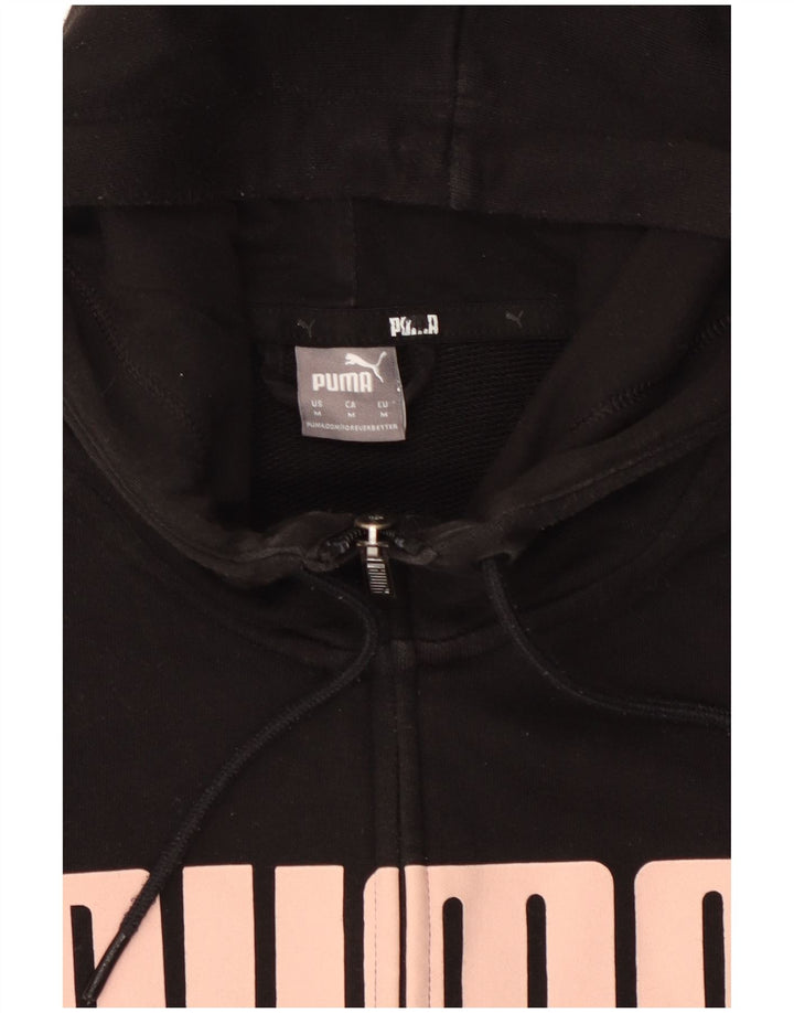 Puma hættetrøje til kvinder med grafisk lynlås UK 14 Medium Sort