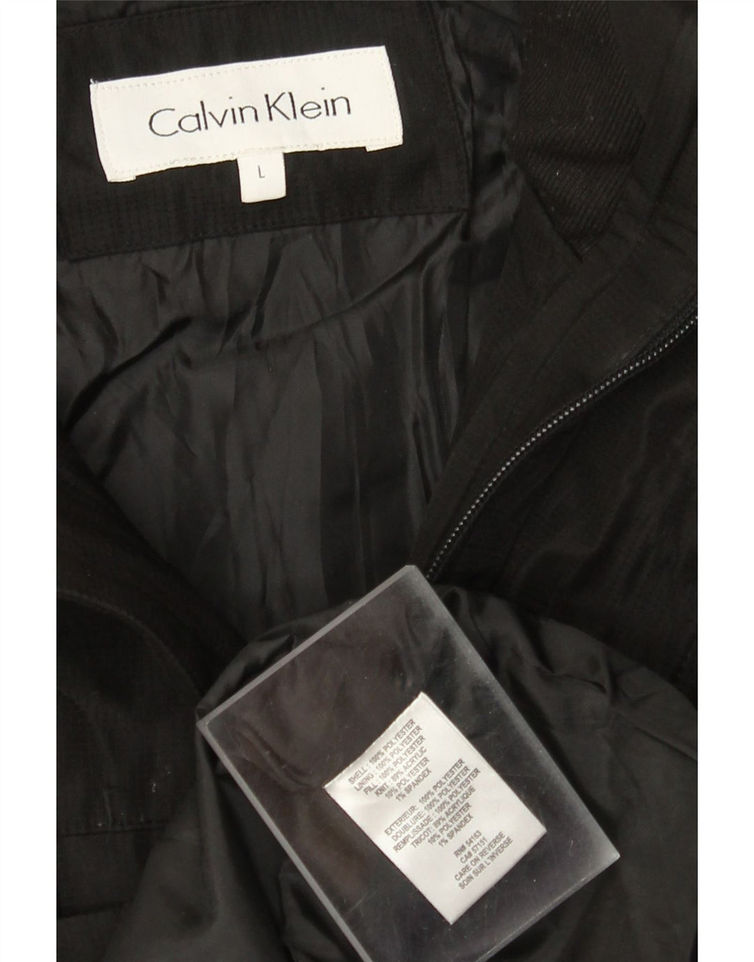 Calvin Klein Herre Hooded Windbreaker Jacket UK 40 Large Black Polyester