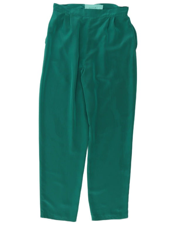Vintage kvinders højtaljede afslappede bukser W30 L29 Grøn polyester