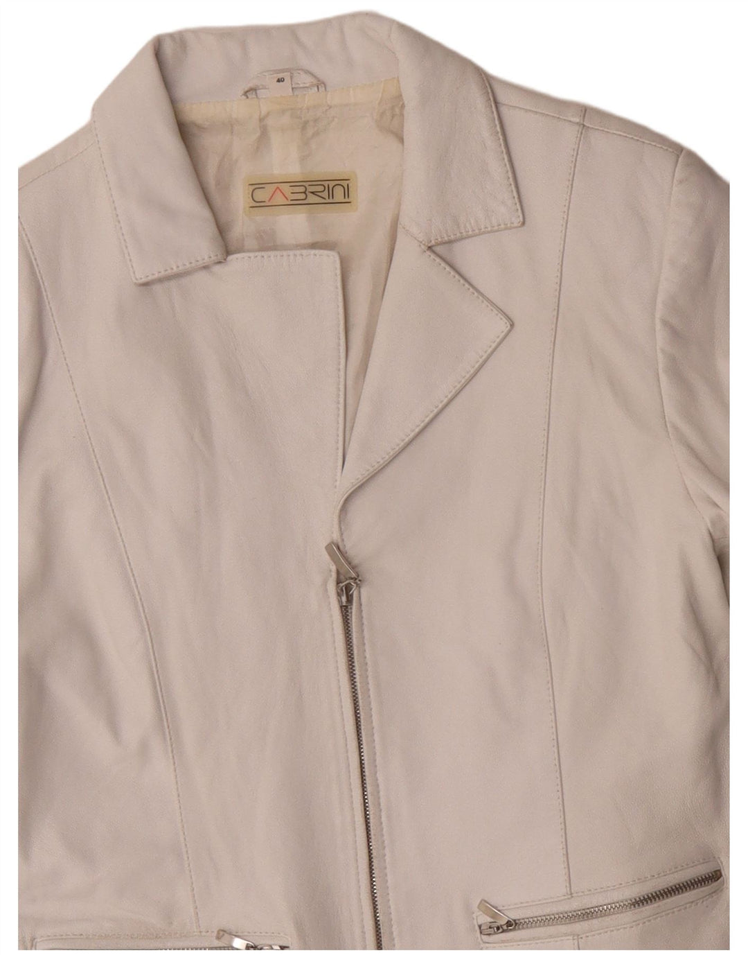 Cabrini Dame Læder Blazer Jacket IT 40 Lille Hvid Læder