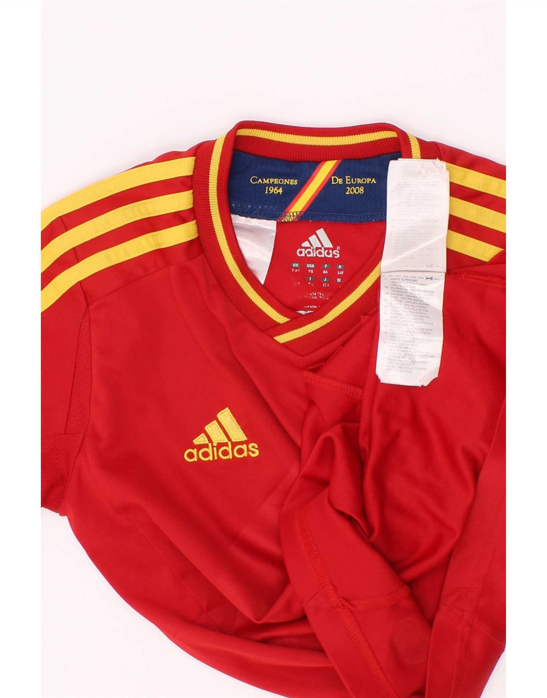 Adidas Boys Climacool T-Shirt Top 7-8 År Rød Stribet Polyester