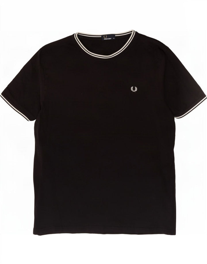 Fred Perry Herre T-Shirt Top 2XL Sort Bomuld