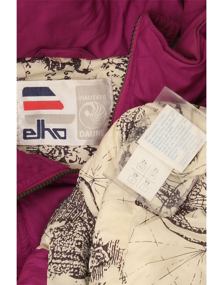 Elho Dame Hætte Oversized Polstret Jakke EU 42 Stor Lilla Polyester