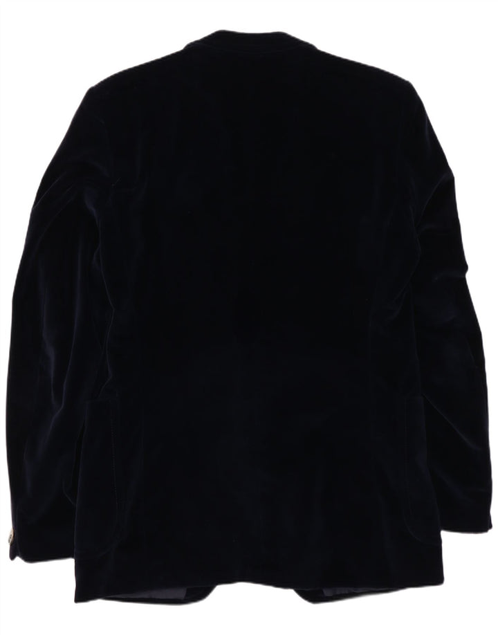 Vintage Herre 2-knaps Velvet Blazer Jacket UK 38 Medium Navy Blue