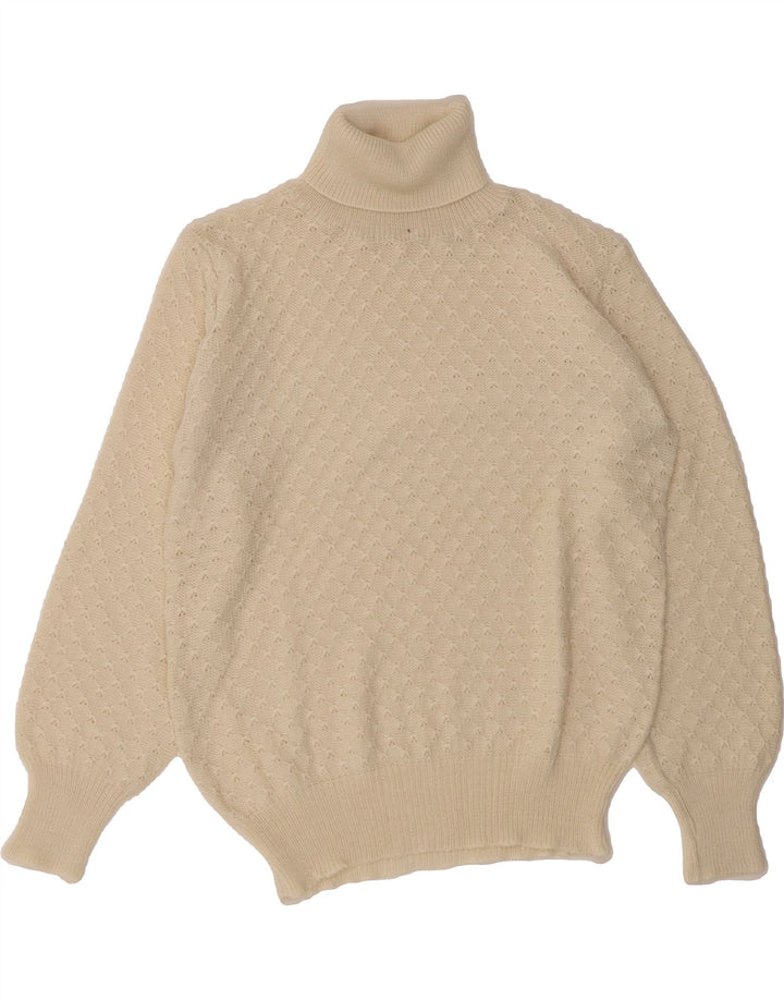 VINTAGE Womens Roll Neck Jumper Sweater UK 16 Large Off White Vintage Vintage and Second-Hand Vintage from Messina Hembry 